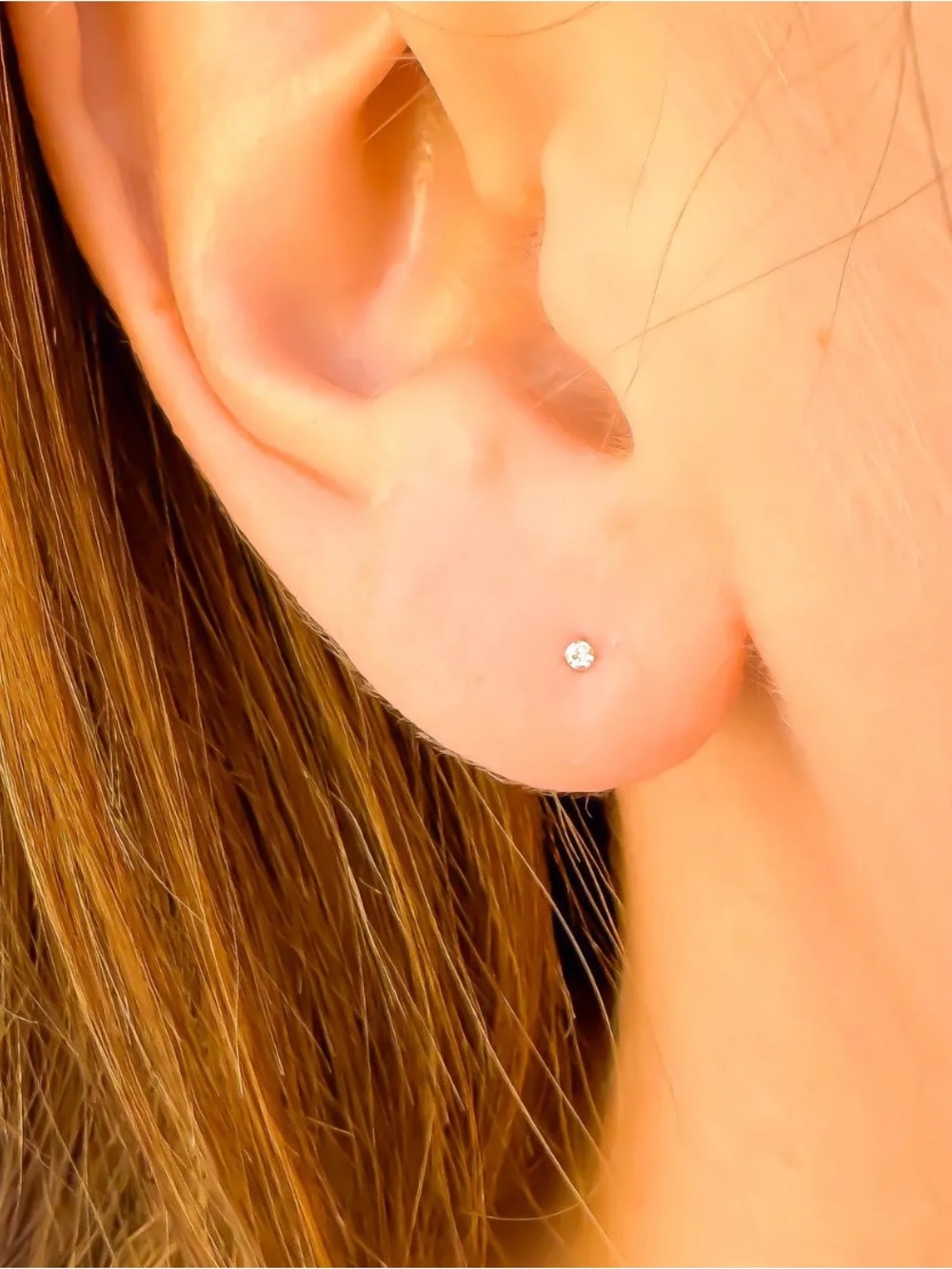 Delicate 14 Karat Solid Gold Diamond Stud Earrings - Minimalist Everyday Jewelry